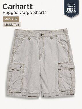 Carhartt Rugged Cargo Shorts Men's 32 Khaki Tan Relaxed Fit 100277